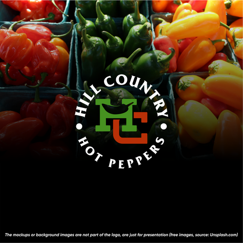 Vegetable logo with the title 'HILL COUNTRY'
