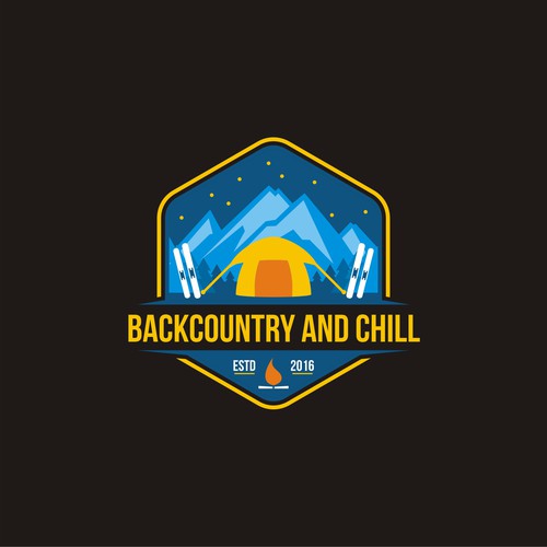 Tent design with the title 'Badge outdoor apparel'