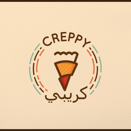 Pancake design with the title 'Logo design concept for Crepe company.'