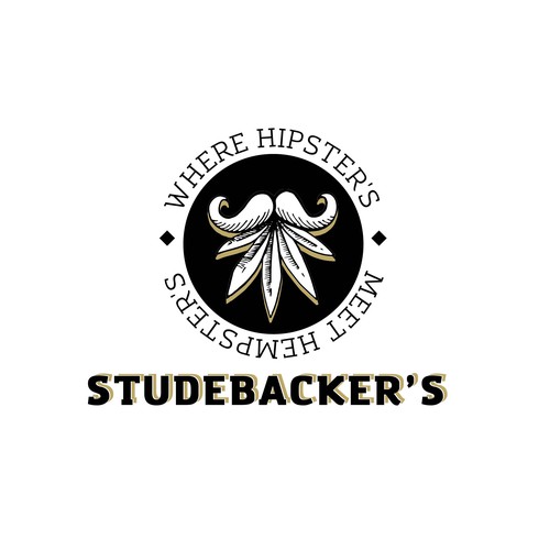 Mustache logo with the title 'Hemp bar hip hipster logo'