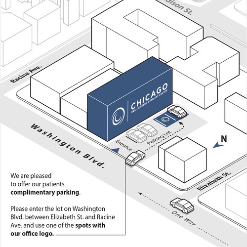 Building design with the title 'Parking lot map'