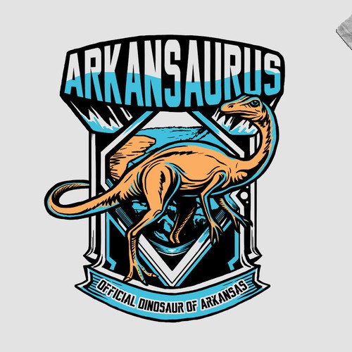 Dinosaur design with the title 'arkansaurus'