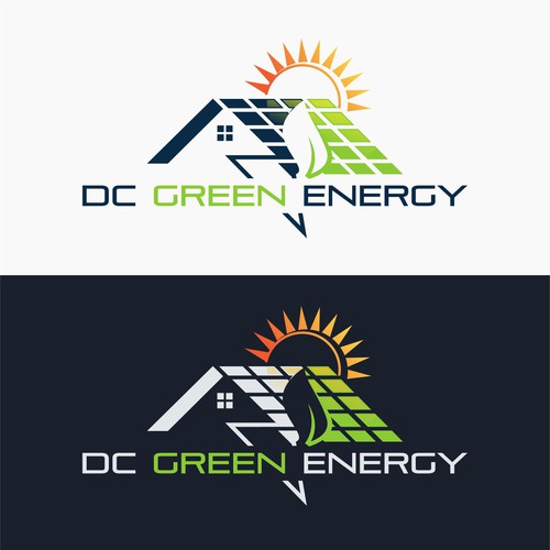 Solar panel design with the title 'DC Green Energy'