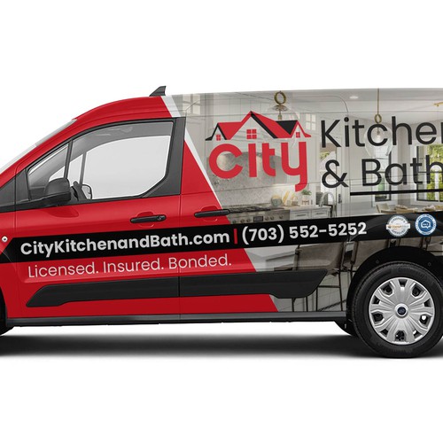 Bath design with the title 'City Kitchen & Bath Car Wrap'