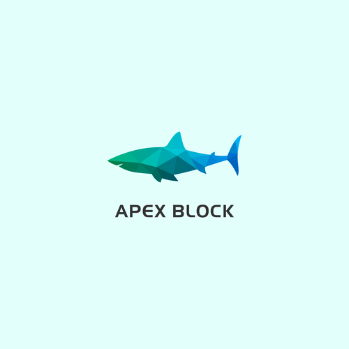 Shark logo with the title 'Create a logo for Apex Block - the next big blockchain technology company!'