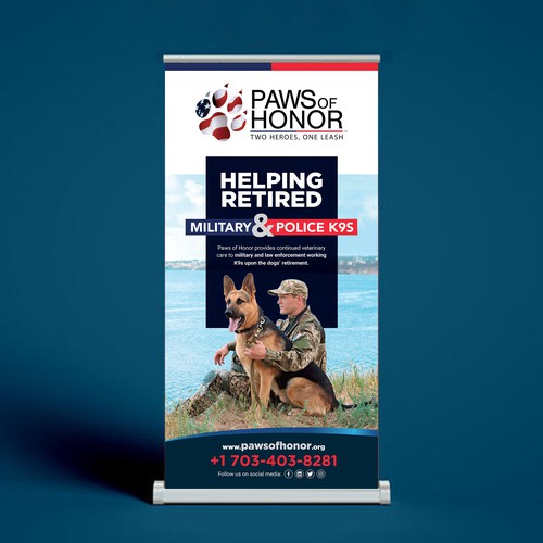 K9 design with the title 'Paws Banners design for Military & Law Enforcement K9 Non-profit'