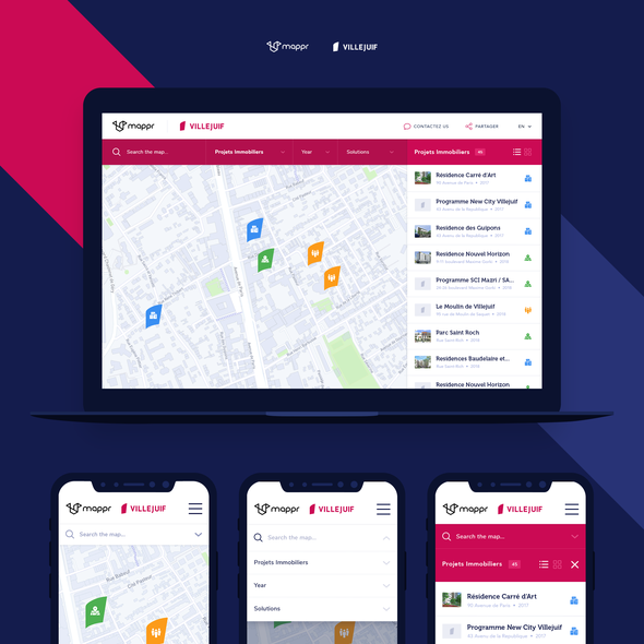 Map website with the title 'Map Software UI/UX'