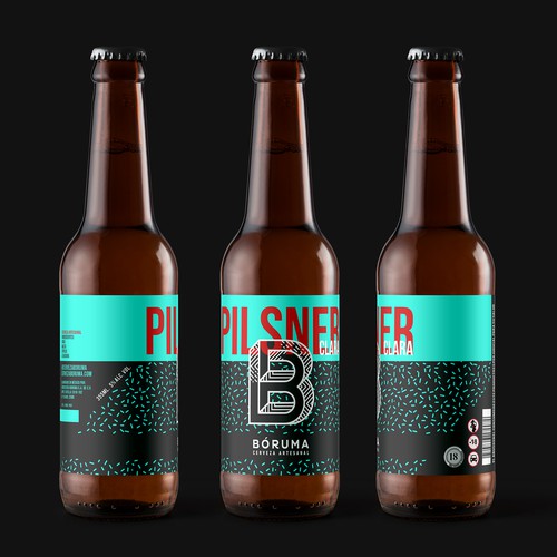 Contrast design with the title 'Bóruma beer label'