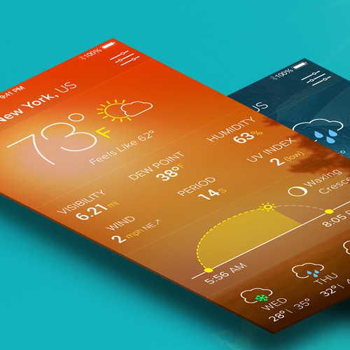 Rain design with the title 'Design for weather application'