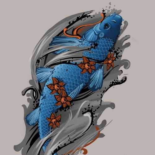 Tattoo artwork with the title 'Create an eye-catching fish'