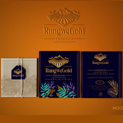 Creative packaging with the title 'Premium tea brand design'