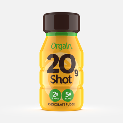 Indulgent Energy: Chocolate Fudge Protein Shot Bottle Design