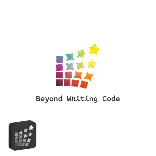 Transformation design with the title 'Beyond Writing Code — Creative Transformation Logo'