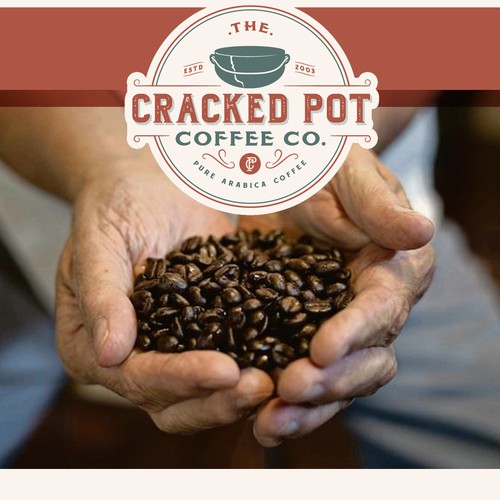 Hand-drawn logo with the title 'Logo for Cracked Pot Coffee Co.'