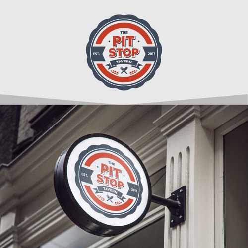 Tavern logo with the title 'Pit Shop Tavern'