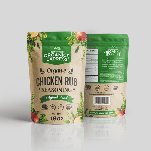 Organic packaging with the title 'Organic Seasoning Packaging Design'