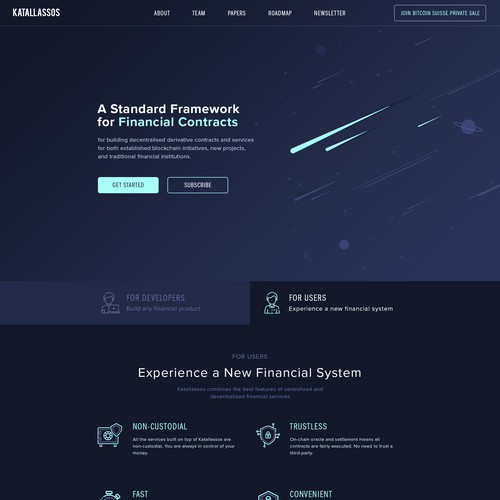 Startup website with the title 'Blockchain Finance Platform Website Design Contest'