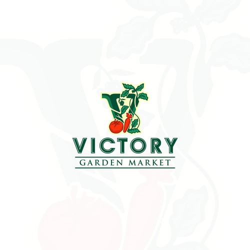 Vegetarian logo with the title 'VICTORY Gardern Market'