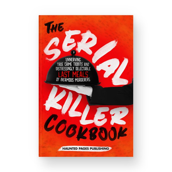 Hand book cover with the title 'The Serial Killer Cookbook'