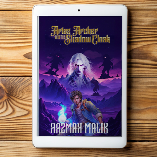 Novel artwork with the title 'Arias Archer and the Shadow Cloak'