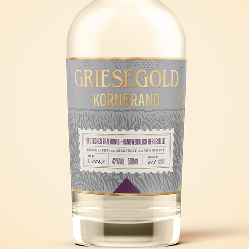 Spirits label with the title 'Kornbrand Grisesegold'