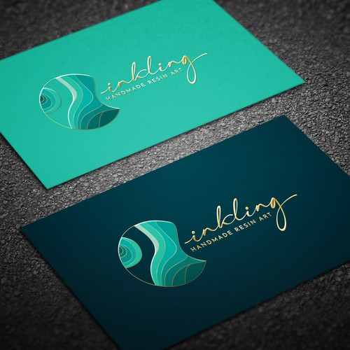 Embossed design with the title 'Resin artist looking for creative, yet subtle and easy to read logo'