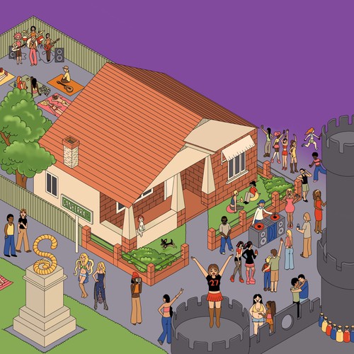 Purple artwork with the title 'Poster Illustration'