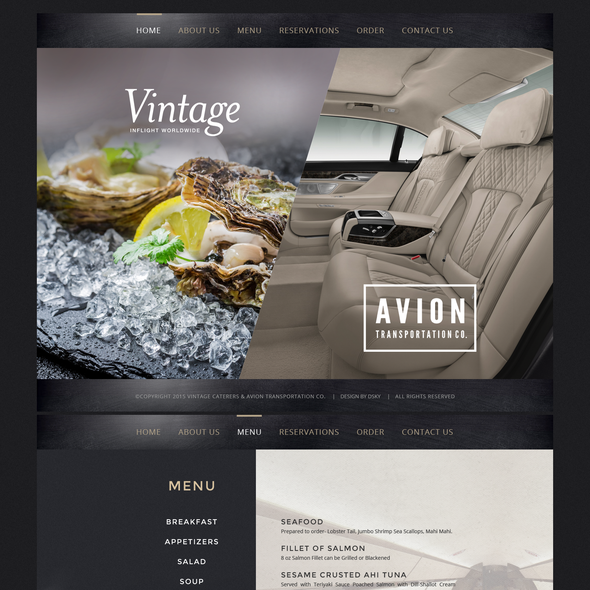 Restaurant website with the title 'AVION'