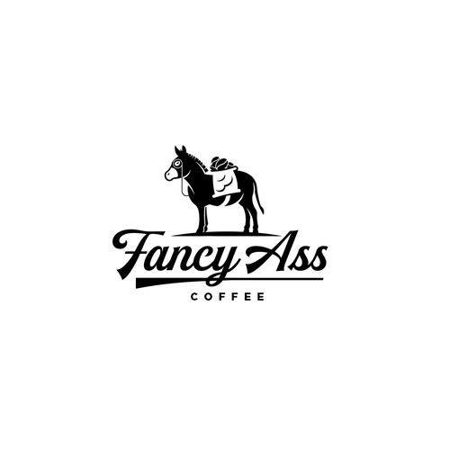 Donkey logo with the title 'Fancy Ass Coffee Logo'