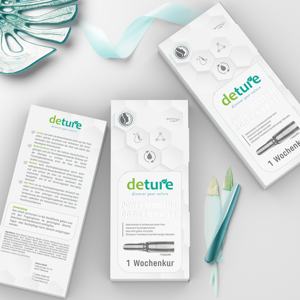 3D packaging with the title 'Packaging design for natural but luxery productline'