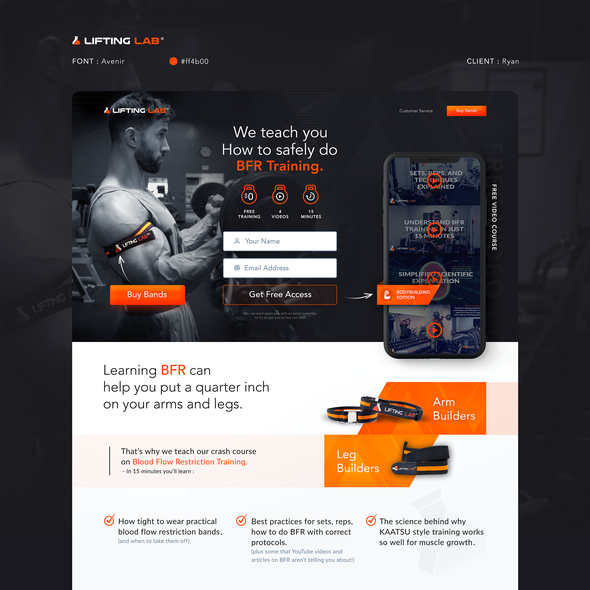 Bodybuilding design with the title 'Industrial Feeling Fitness Landing Page for Ryan'