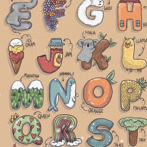 Cute artwork with the title 'Alphabet'