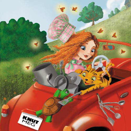 Children's book artwork with the title 'chef knut meg'