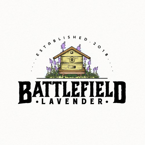 Honeycomb design with the title 'Battlefield lavender hand-drawing design'