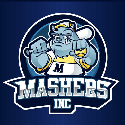 Baseball logo with the title 'Create a Monster-Inspired Softball Camps/Business Logo'