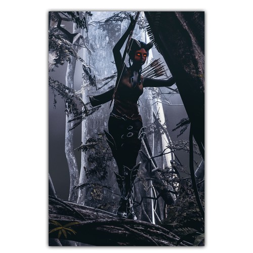 Forest artwork with the title 'Illustration'