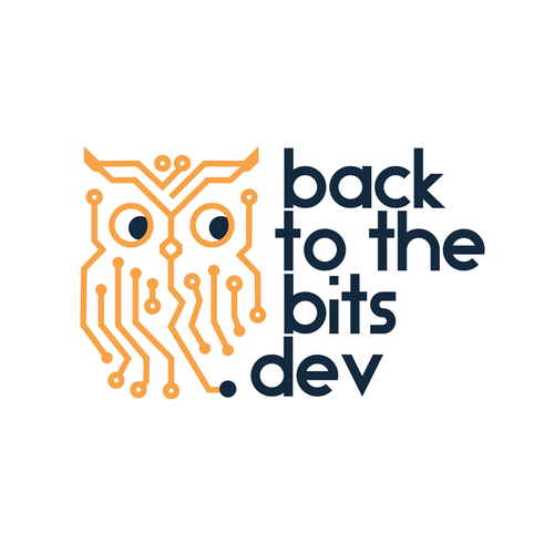 Circuit design with the title 'Owl-themed logo for backtothebits.dev'