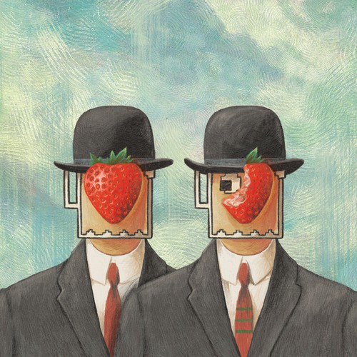 Art label with the title 'Double Gentlemen'