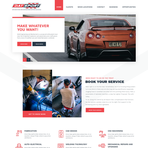 Automotive website with the title 'New design for datsport'