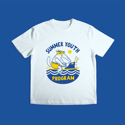 Summer paradise logo with the title 'Fun t-shirt logo for students and teachers!'