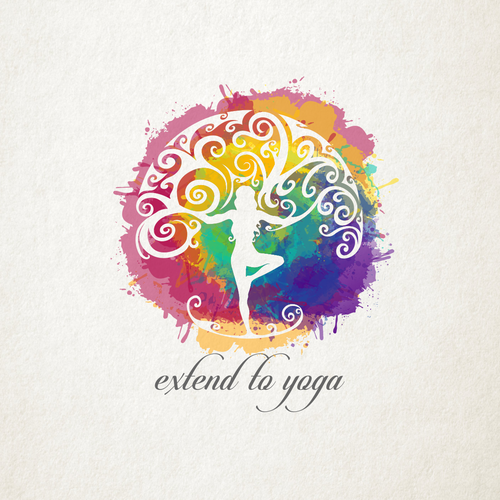 Rainbow logo with the title 'extend to yoga'