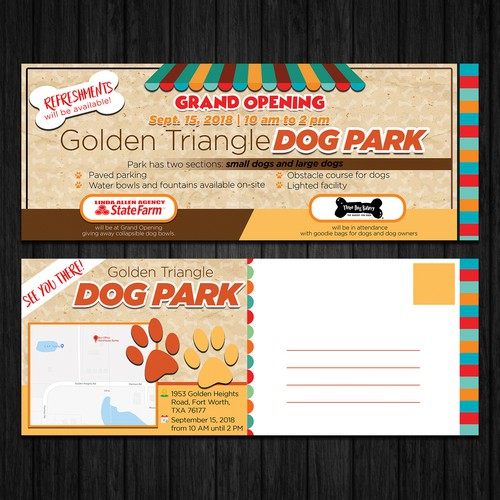 Post design with the title 'Dog Park Post Card'