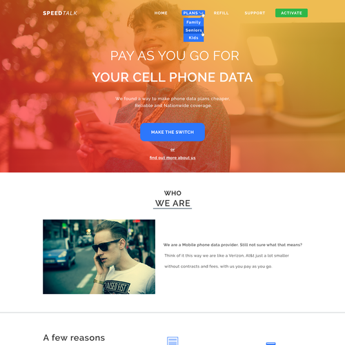 Communication website with the title 'Website concept for a Phone Carrier'