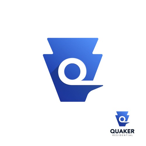 Q logo with the title 'Q Inside a Keystone Logo Design'