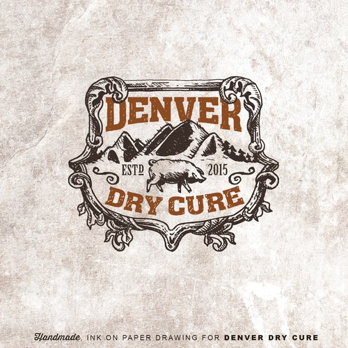 Pig logo with the title 'Vintage Emblem for Dry Cure Equipment Co.'