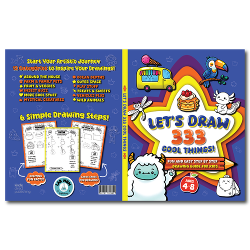 Coloring design with the title 'BOOK COVER FOR KIDS COLORING BOOK'
