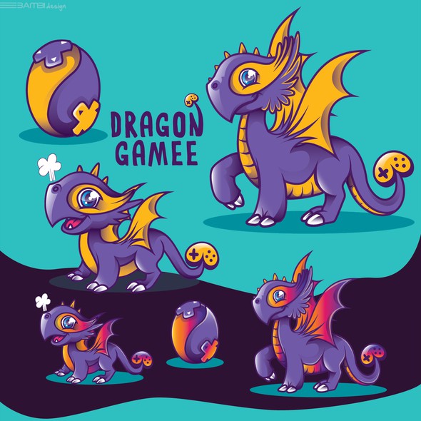 Mascot illustration with the title 'dragon mascots'