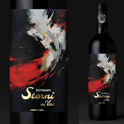 Red wine label with the title 'Wine label design'