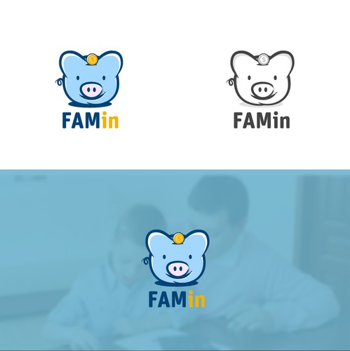 Piggy bank logo with the title 'Hand drawn unique piggy Bank Logo.'