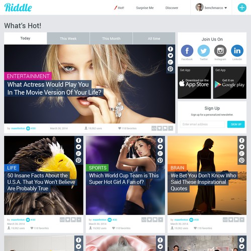 Homepage website with the title 'Homepage Design for Riddle'